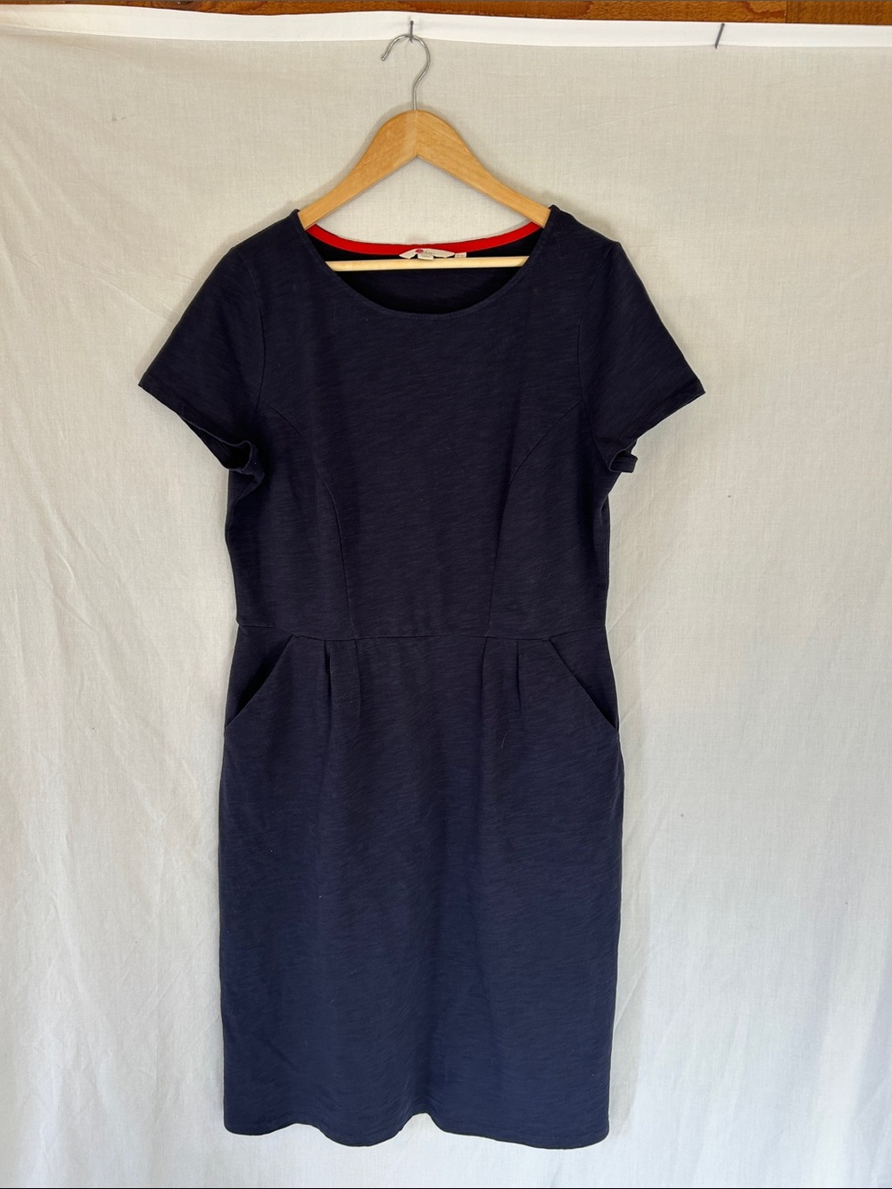 Boden Navy Short-Sleeve knit Midi Sheath Dress